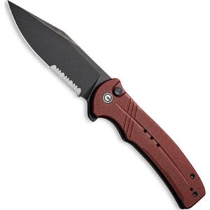 CIVIVI Cogent Button Lock Serrated Folding Knife | Burgundy / Black