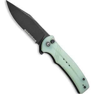 CIVIVI Cogent Button Lock Serrated Folding Knife | Natural Jade / Black