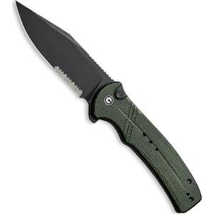 CIVIVI Cogent Button Lock Serrated Folding Knife | Green / Black