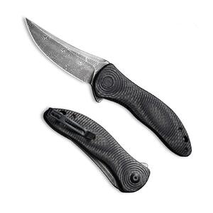 CIVIVI C20075A-DS1 Synergy3 Black G10 Carbon Fiber Handle Damascus Folding Knife