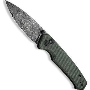 CIVIVI Altus Button Lock Folding Knife | Green / Damascus