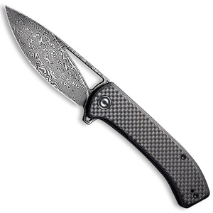 CIVIVI C2024DS-1 Riffle Black G10 Twill CF Handle Damascus Steel Folding Knife