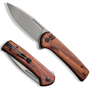 CIVIVI Conspirator Button Lock Folding Knife | Wood / Grey