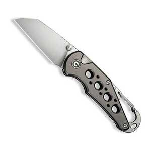CIVIVI Pragma Button Lock Folding Knife with Carabiner & Bottle Opener | Grey / Satin