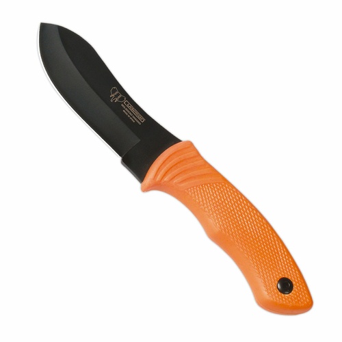 Cudeman 111-W Orange Rubber Handle Nesmuk Skinning Knife with Leather Sheath