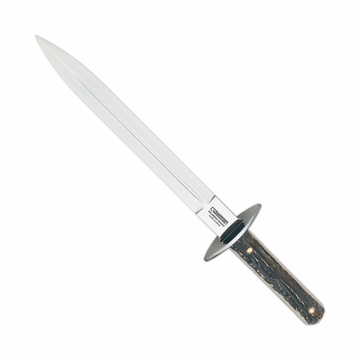 Cudeman 112-C Polished Stag Horn Handle Big Pig Sticker Dagger Knife with Sheath