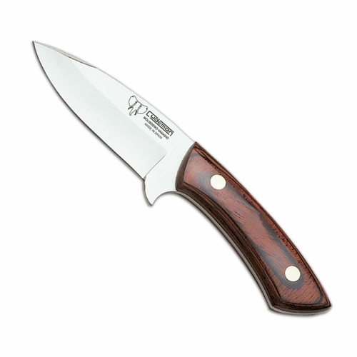 Cudeman 135-R Red Stamina Wood Handle Satin Skinning Knife with Leather Sheath