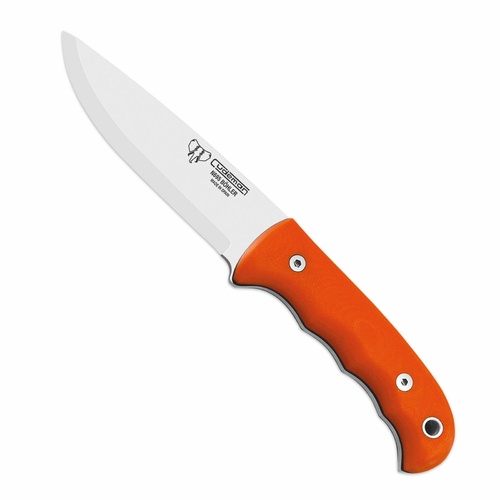 Cudeman 148-J Orange G10 Handle Satin N695 Fixed Blade Bushcraft Knife with Sheath