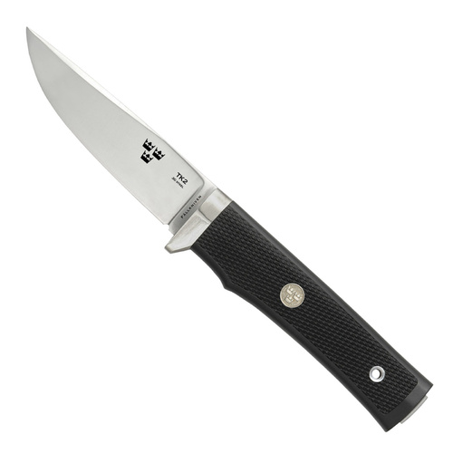 Fallkniven Tre Kronor #2 Fixed Blade Knife with Leather Sheath | Black / Satin