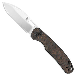 Kizer Hic-cup FatCarbon Button Lock Folding Knife - Brown / Silver | Ki3606A1 