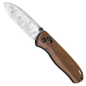 Kizer Drop Bear Clutch Lock Folding Knife | Brown / Damascus