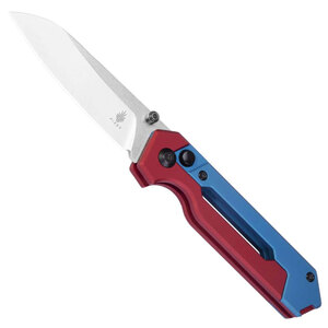Kizer Hyper Button Lock Folding Knife | Blue & Red / Satin