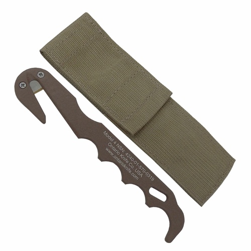 Ontario Knife Co. 1431 Model 4 Coyote Brown 6061-T6 Strap Cutter w/ MOLLE Sheath