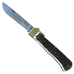 Otter-Messer Front Lock Folding Knife | Stag Horn / Satin