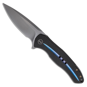 WE Knife 2001E Kitefin Frame Lock Folding Knife - Black & Blue / Bead Blast