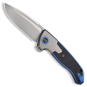 WE Knife WE20078B-2 Press Check Black/Blue Titanium CPM-20CV Folding Knife