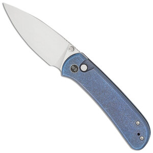 WE Knife Qubit Button Lock Folding Knife | Blue / Satin