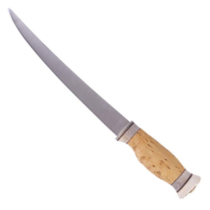 Wood Jewel 23FPI 220mm Curly Birch Reindeer Horn Handle Filleting Knife