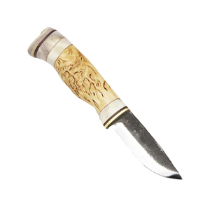 Wood Jewel 23LP 7.7cm Curly Birch Reindeer Horn Handle Fixed Blade Lapland Knife