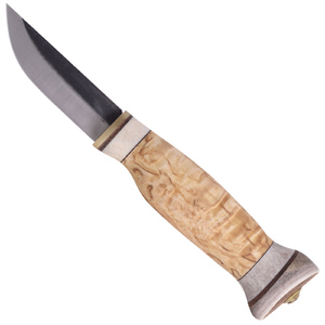 Wood Jewel 23V 7.7cm Curly Birch Reindeer Horn Fixed Carving Knife & Sheath