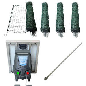 Nemtek 200m Electric Poultry Netting and 25km Solar Battery Fence Energiser