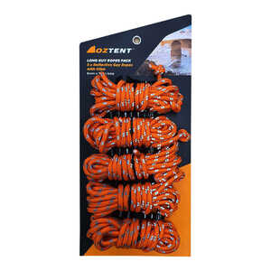 Oztent 5pk Long Reflective Tent Guy Rope with Clip