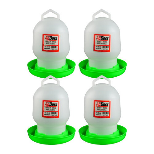 AgBoss 4 Pack of 3L Chicken Poultry Drinkers