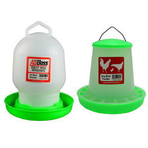 AgBoss 2kg Green Straight Poultry Feeder & 3 Litre Drinker Set