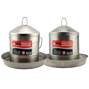 AgBoss 9 Litre Stainless Steel Poultry Drinker & 9kg Feeder Set