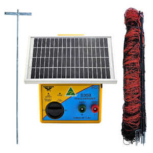 Thunderbird 50m Sheep, Goat & Calf Netting & S-30B 3km Electric Fence Energiser
