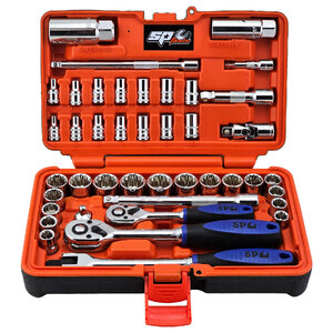 SP Tools 42pc Metric / SAE 1/4"Dr & 3/8"Dr Socket Set in X-Case