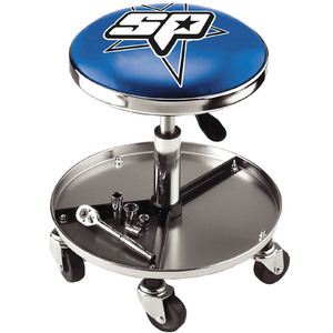 SP Tools Chrome Plated Swivel Seat with Storage Tray - SPR-55