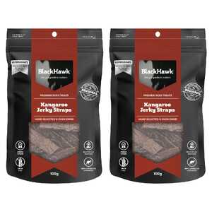 Black Hawk 2 Pack 100g Kangaroo Jerky Straps Dog Treats