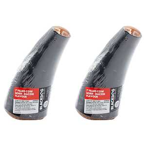 Blackdog 2 Pack 520g 7" Bacon Filled Cow Horn Dog Treats | B139A