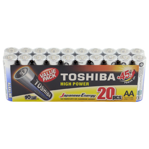 Toshiba 20 Pack High Power Alkaline AA Batteries