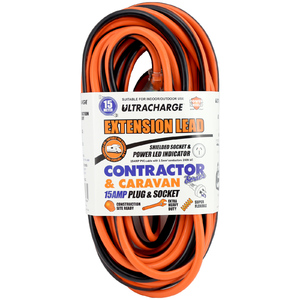 Ultracharge 15m Heavy Duty 15A Contractor / Caravan Extension Lead