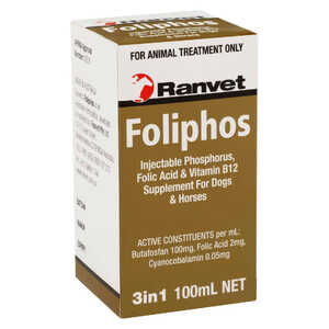 Ranvet 100mL Foliphos Injectable Supplement for Dogs & Horses