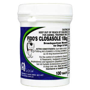 Mavlab Fidos 100 Tablets 10kg Closasole Dog and Cat Wormer